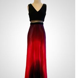 Betsy & Adam Black And Red Gradient Maxi Dress