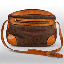 Vintage ETRO Paisley Crossbody Bag Brown Tan Made in Italy