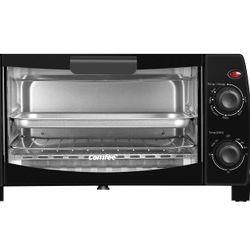Open Box new COMFEE' Toaster Oven Countertop, 4-Slice, Compact Size, Easy to Control with Timer-Bake-Broil-Toast Setting, 1000W, Black (CFO-BB101)  #J