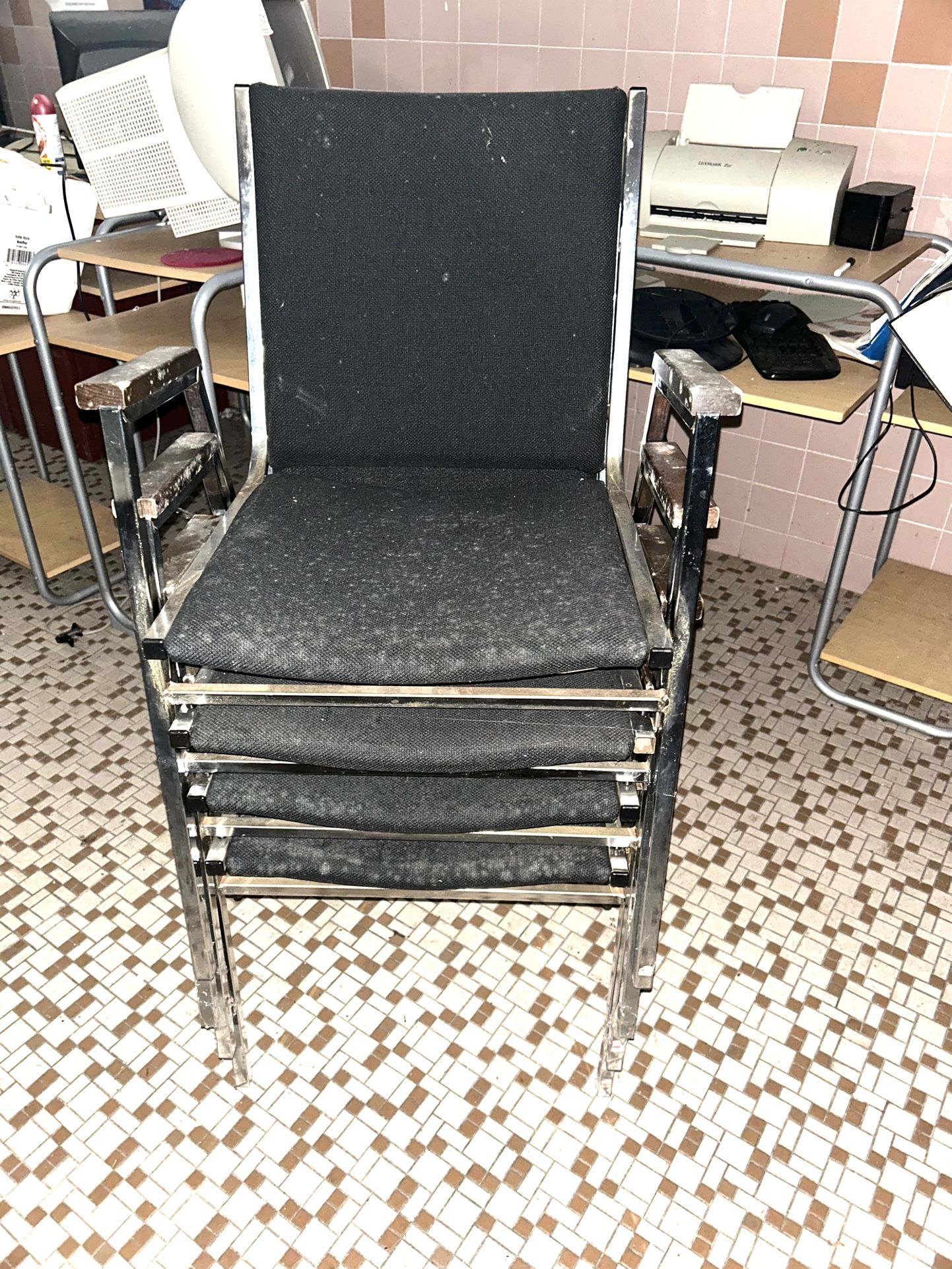 4 Black Fabric Office Chairs