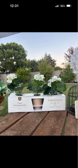Set of 3 Geranium Potted Arrangements - Threshold Studio McGee Decorative Plants