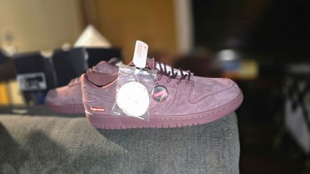 Burgundy supreme SB dunks