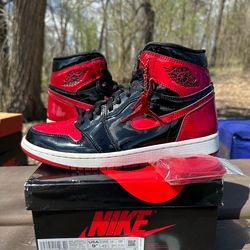Nike Air Jordan Retro 1 High OG Patent Bred Size 9.5 Men