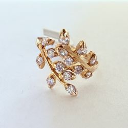 10K Gold & CZs Leaf Ring