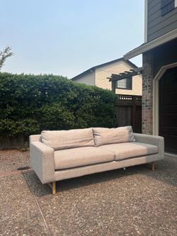 🛋️WEST ELM Modern Gray Woven Sofa with Wood Legs | FREE DELIVERY