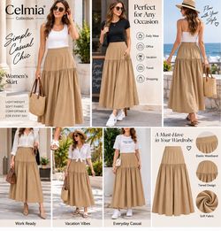 Celmia Women's Tiered Maxi Skirt