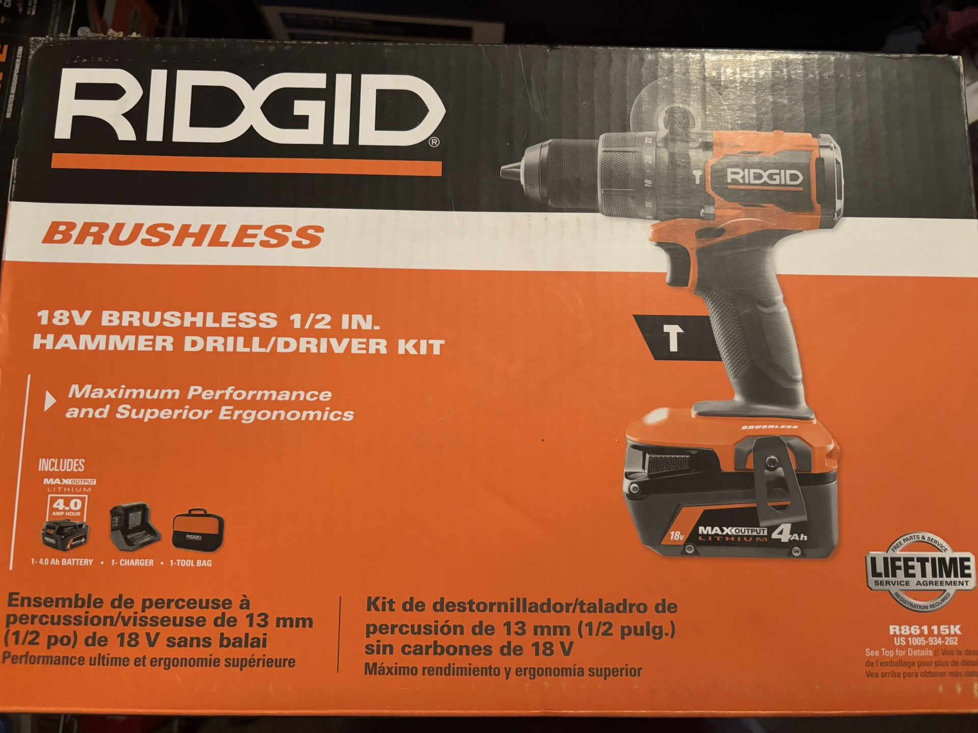 Rigid 18V BRUSHLESS 1/2 IN. HAMMER DRILL/DRIVER KIT