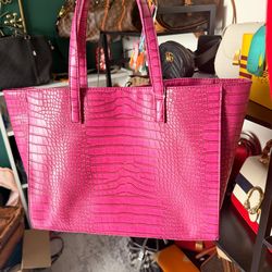 Estee Lauder Hot Pink Fuchsia Croc Embossed Large Tote Bag GWP Gift With Purchas