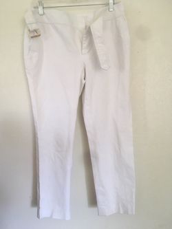 LAUREN RALPH LAUREN Cotton White 8 Pants Capri Flat Front 1 Back Pocket Blemish