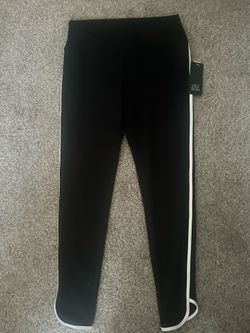 leggings all black & white stripes on the side,  Size Medium