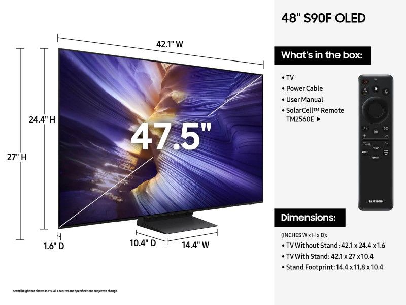 Samsung S90F OLED 48" Newest Version 2025 4K HDR Smart TV W/ Ai QN48S90FAEXZA