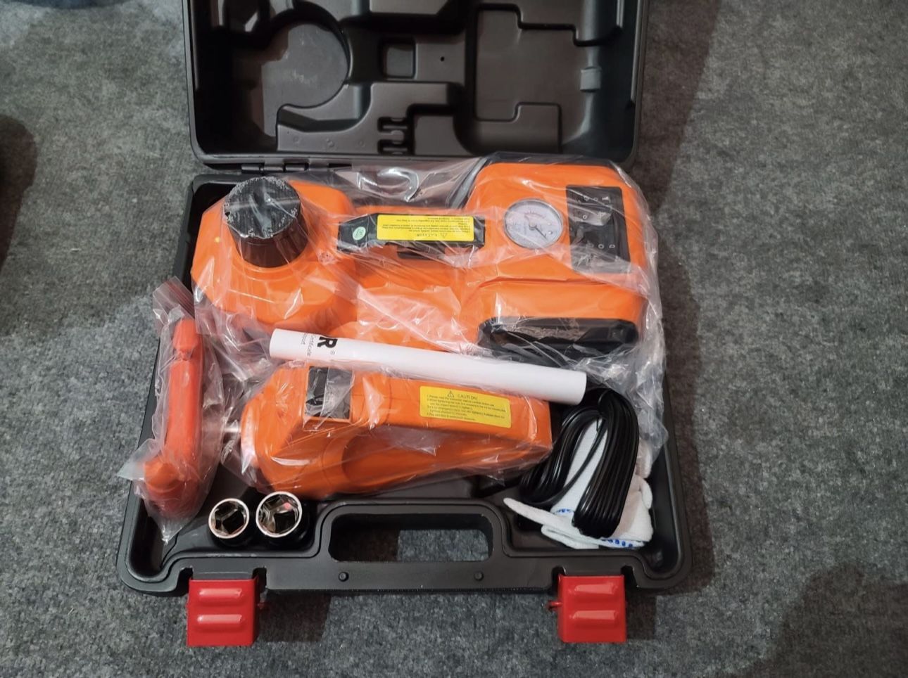 Electric Car Jack, 5 Ton Hydraulic Jack Lift with Electric Impact Wrench, Built-in Inflatable Pump