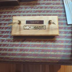 Microsoft 1984 Wood Desk Pen Holder 