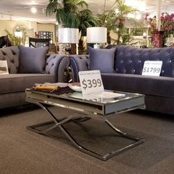 Brand New Grey Or Black Velvet Modern Sofa + Loveseat 2PCs Set