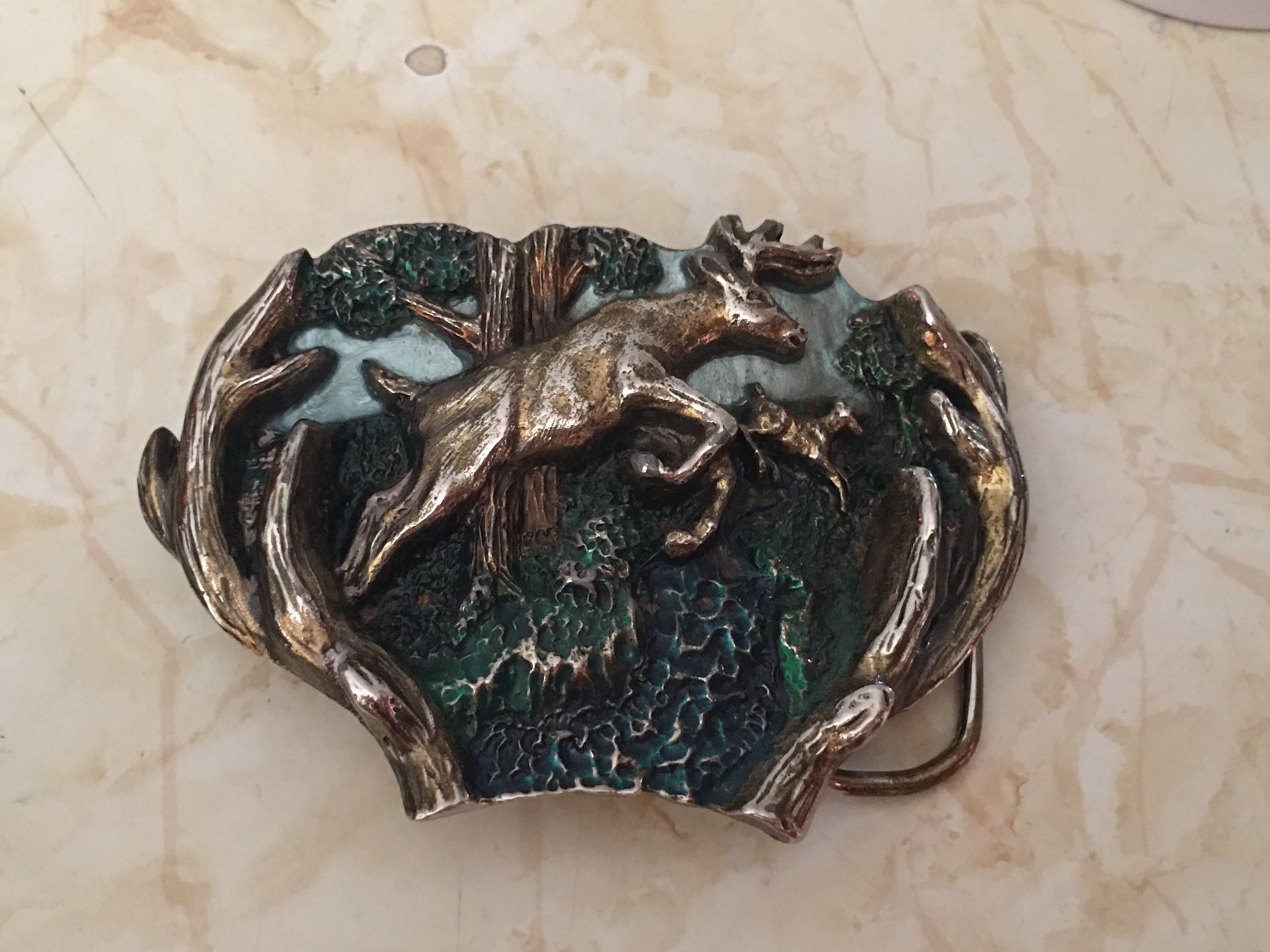 Vintage 1982 Jumping Deer - The great American belt buckle Company