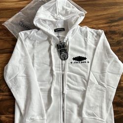 White Chrome Heart Zip Up