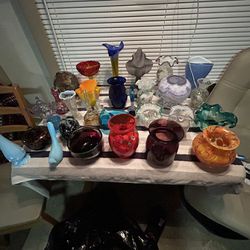 Vintage Swag Vases And Carnival Glassware 