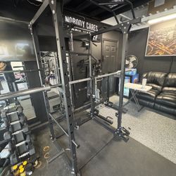 Black Squat Dip Bench Station Cage Gym With Cable Gliding Station 