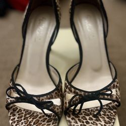 Leopard Open Toe Heels
