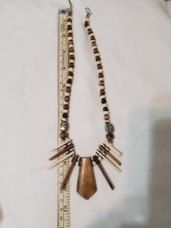 Tan with white and black beads