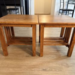 Two Solid Wood End Tables