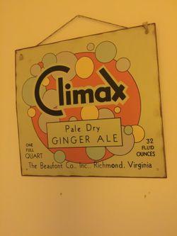 Antique tin climax soda sign