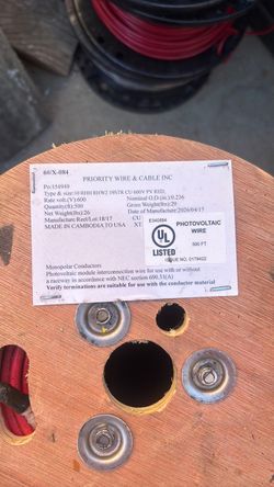 Priority Wire & Cable 10 AWG PV Wire 500 FT Red