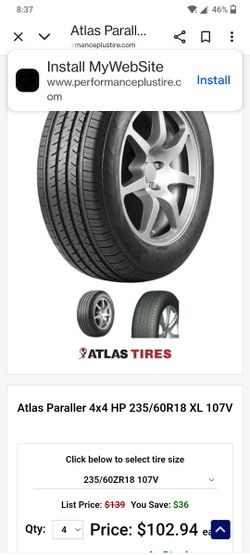 1 Like New Atlas 235 60 18 Tire