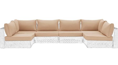 HOMREST Cushions for Outdoor Furniture,Replacement Cushion Pillow,Water-Repellent Sofa Cushion for 6-Seat Rattan Wicker Sectional