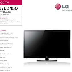 LG 37" 1080 LCD TV ON STAND