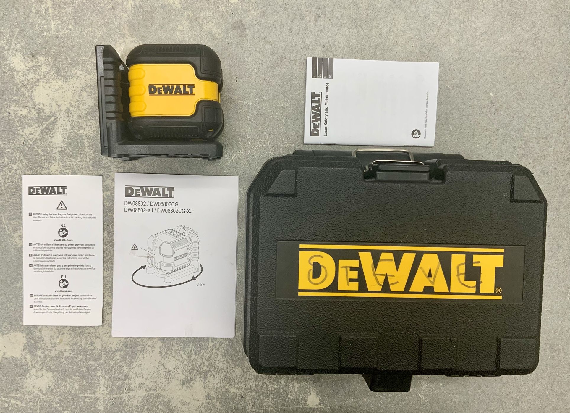 Dewalt DW08802 Laser Level 180 360 Tool Self-leveling Cross Line Red Horizontal Vertical