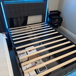 Led full bed frame