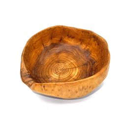 Wood Serving Bowl Trinket Dish Hand Carved Wood Natural Grain