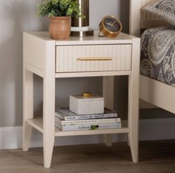 Baxton Studio Primrose Fluted Wood Drawer Nightstand Ivory