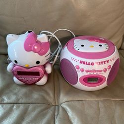 Hello Kitty CD Player Boombox And Clock With Radio