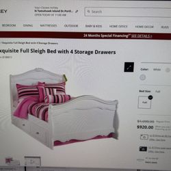 Ashley Furniture Sleigh Bed With 2 Drawers, Dresser, And Nightstand
