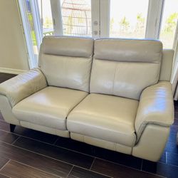 Real Leather Beige Love Seat