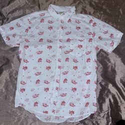 Pizza Planet Shirt Mens XL White Button Up Disney Pixar Toy Story collard short