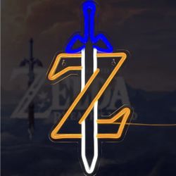 New Zelda Neon Sign, Silicone & Acrylic 8.2x16.1 inches, Sword Z LED Light for Gaming Room Decor