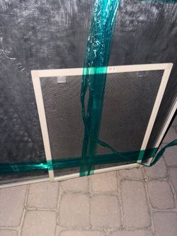 Window Screen with White Aluminum Frame