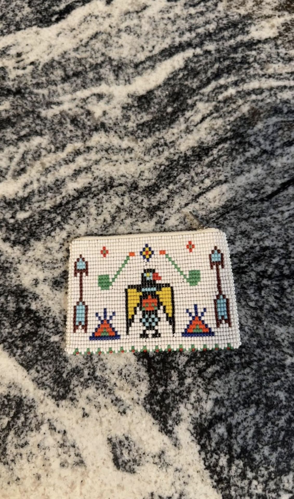 Native American Themed Beaded Zippered Coin Purse