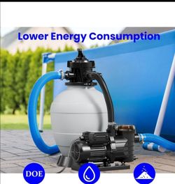 Pool Pump and Sand Filter with 6-Way Valve and Automatic Timer