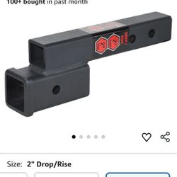 Trailer Receiver Hitch Extender Adapter 2" Drop/Riser, 7" and 9" Extension Length, 2" Shank 7500lbs Towing Capacity, Matte Black