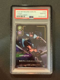 Riftbound League Of Legends Yasuo Unforgiven Ogn-Origins 305 Overnumber PSA 10
