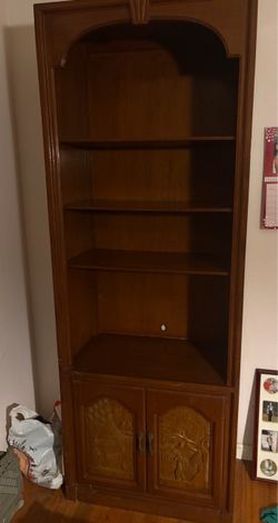 Vintage Cherry wood open bookshelf Wall unit cabinet.
