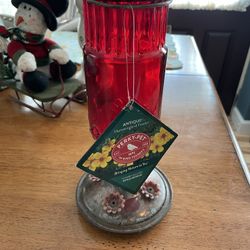 Antique Bottle Hummingbird Feeder