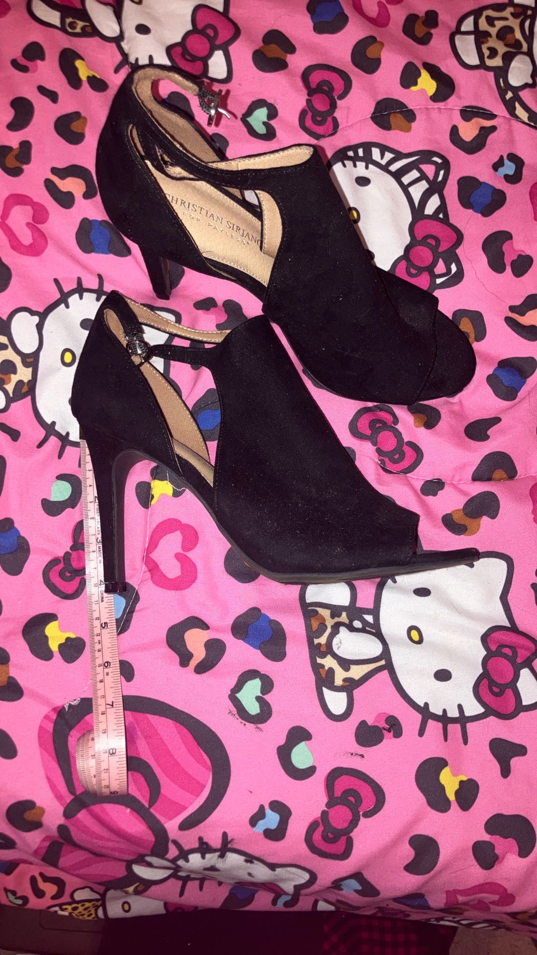 black open toed heels