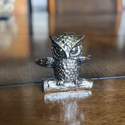 Vintage Owl Pewter Figurine 