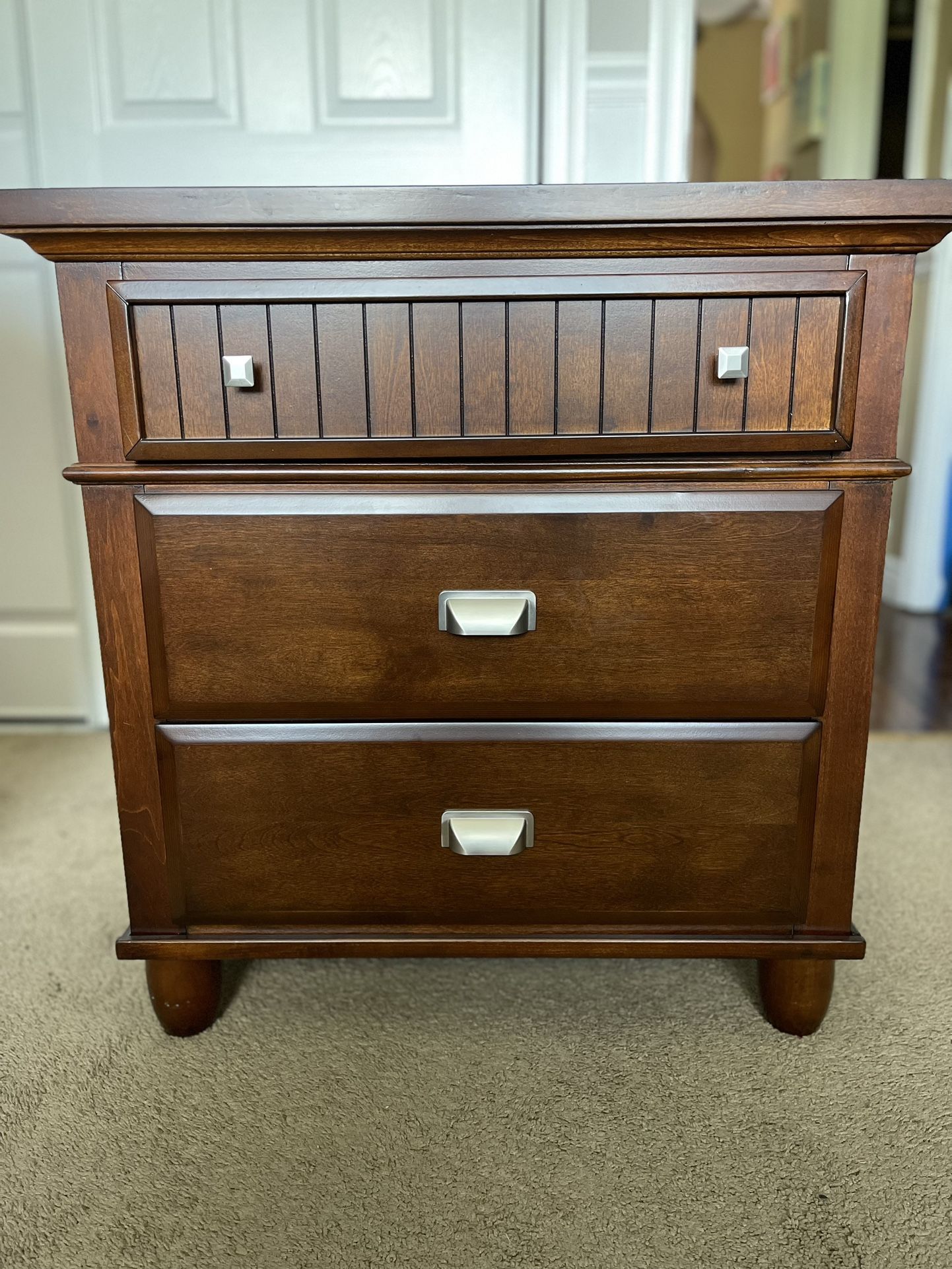 Bobs Spencer Wood 3 Drawer Nightstand