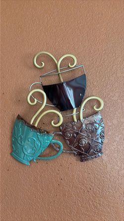 Metal Coffee Cup Wall Art Decor